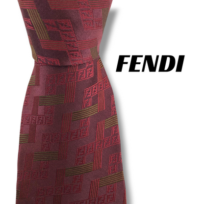 【8310】美品！フェンディ　ネクタイ　ワインレッド系