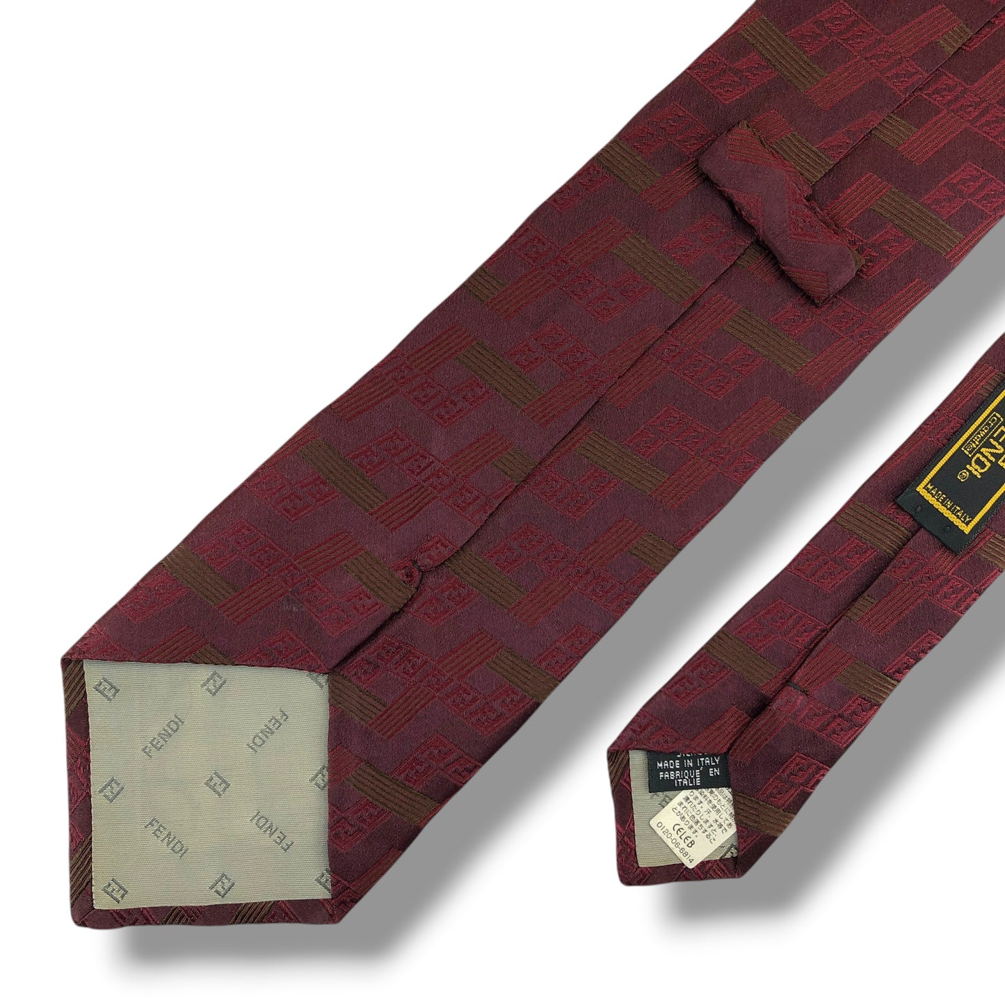 【8310】美品！フェンディ　ネクタイ　ワインレッド系