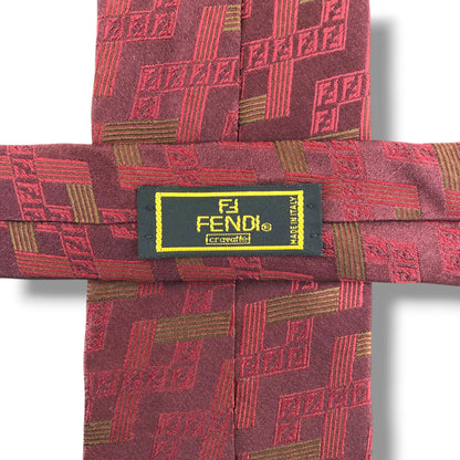 【8310】美品！フェンディ　ネクタイ　ワインレッド系