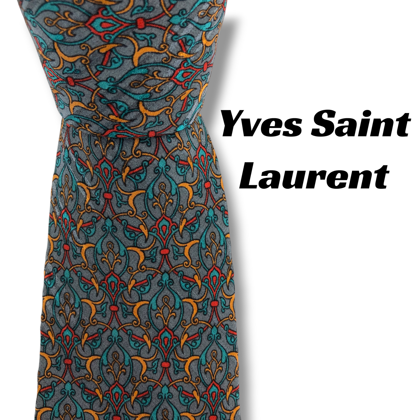 【8315】良品！イブサンローラン　ネクタイ　グレー系