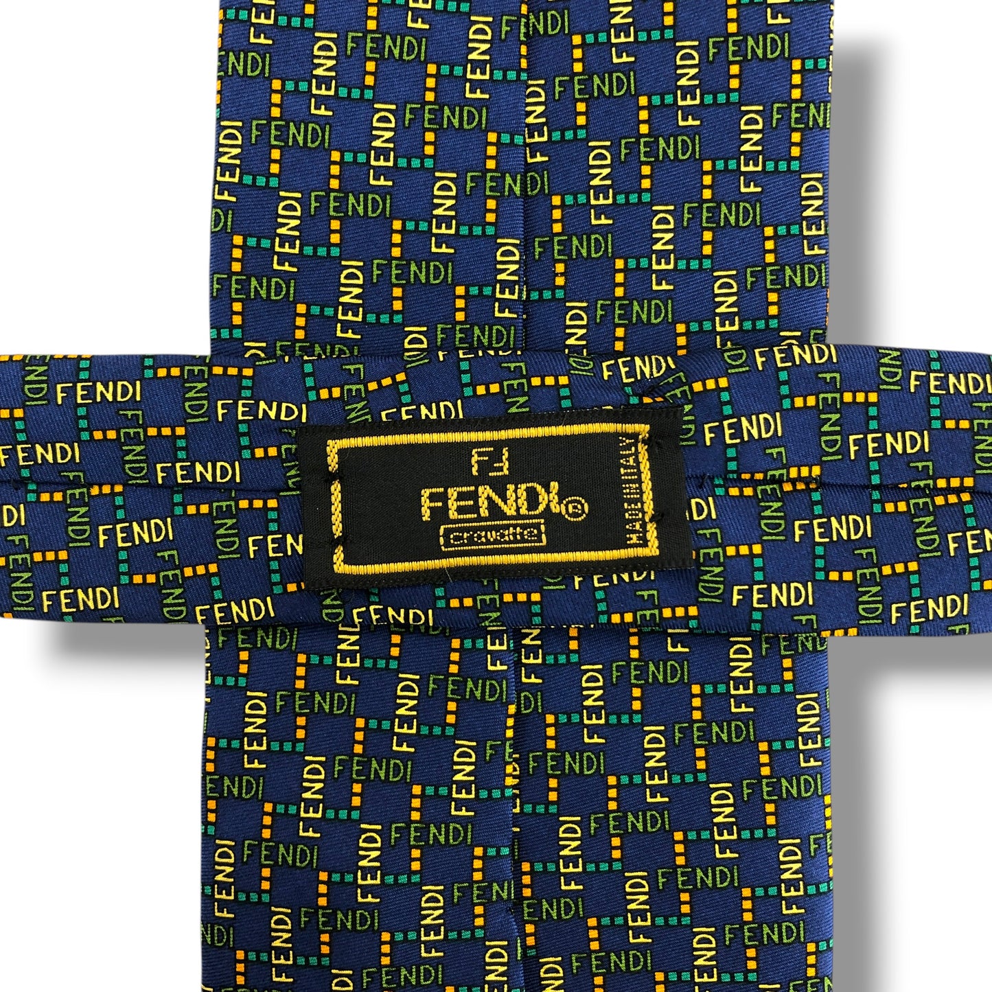 【8324】美品！フェンディ　ネクタイ　ブルー系　ロゴ柄