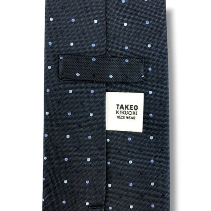 【8336】美品！タケオキクチ　ネクタイ　ネイビー系　ドット柄