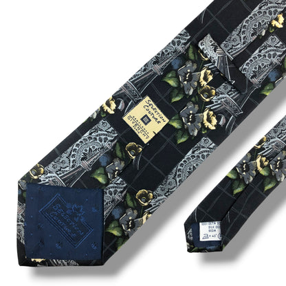 【8369】美品！ジバンシー　ネクタイ　ダークネイビー系　花柄