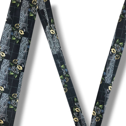 【8369】美品！ジバンシー　ネクタイ　ダークネイビー系　花柄