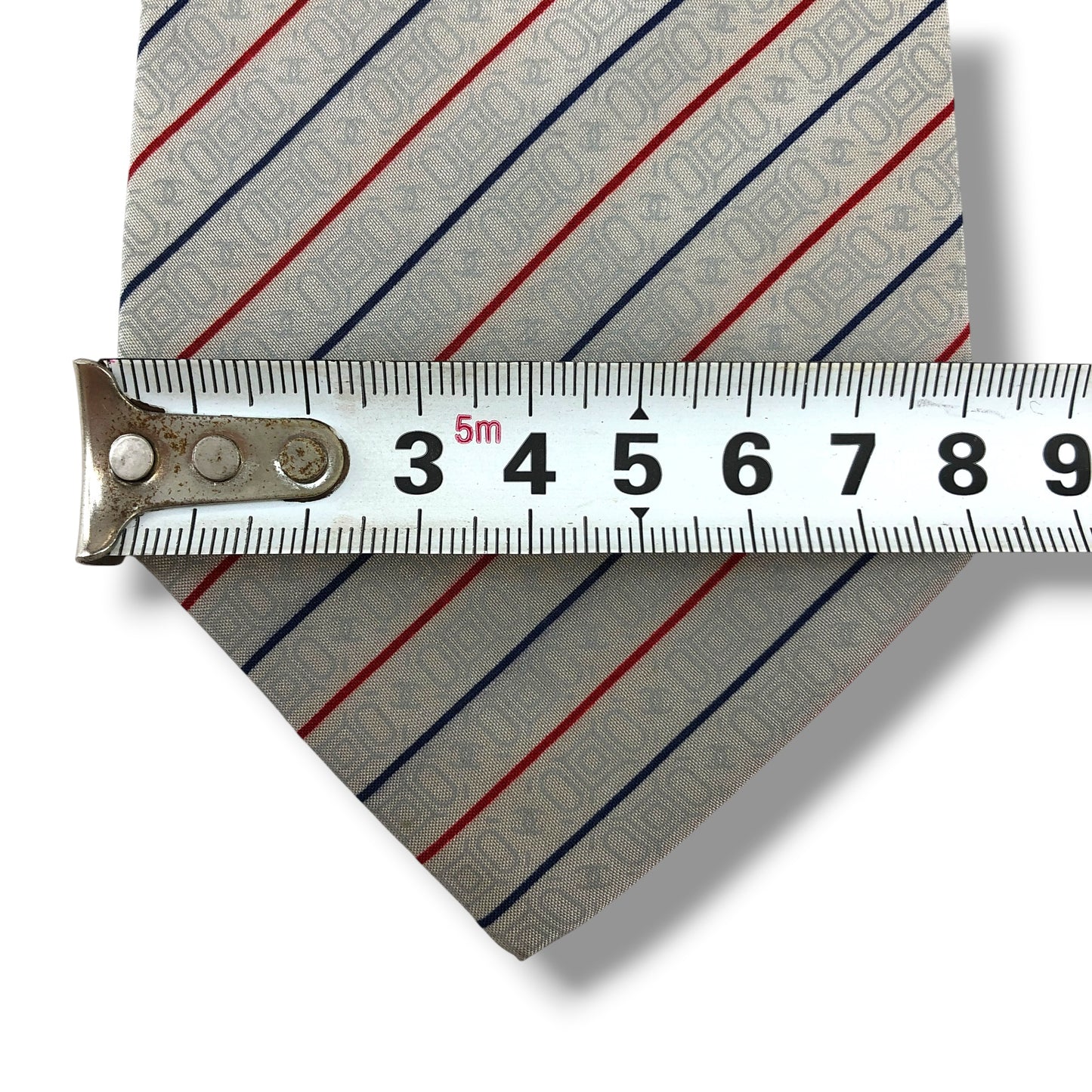 【8374】良品！シャネル　ネクタイ　グレー系　ストライプ柄