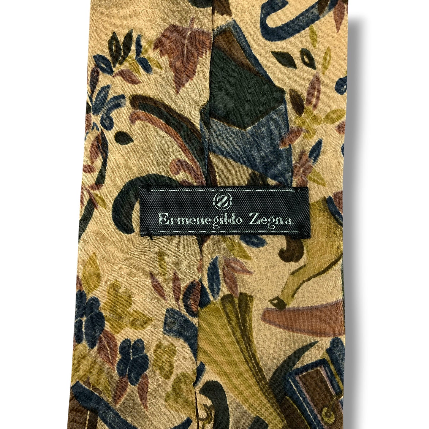 【8379】良品！エルメネジルドゼニア　ネクタイ　ベージュ系