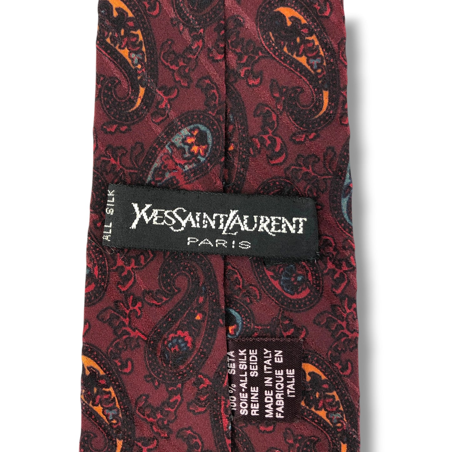 【8389】良品！イブサンローラン　ネクタイ ワインレッド系