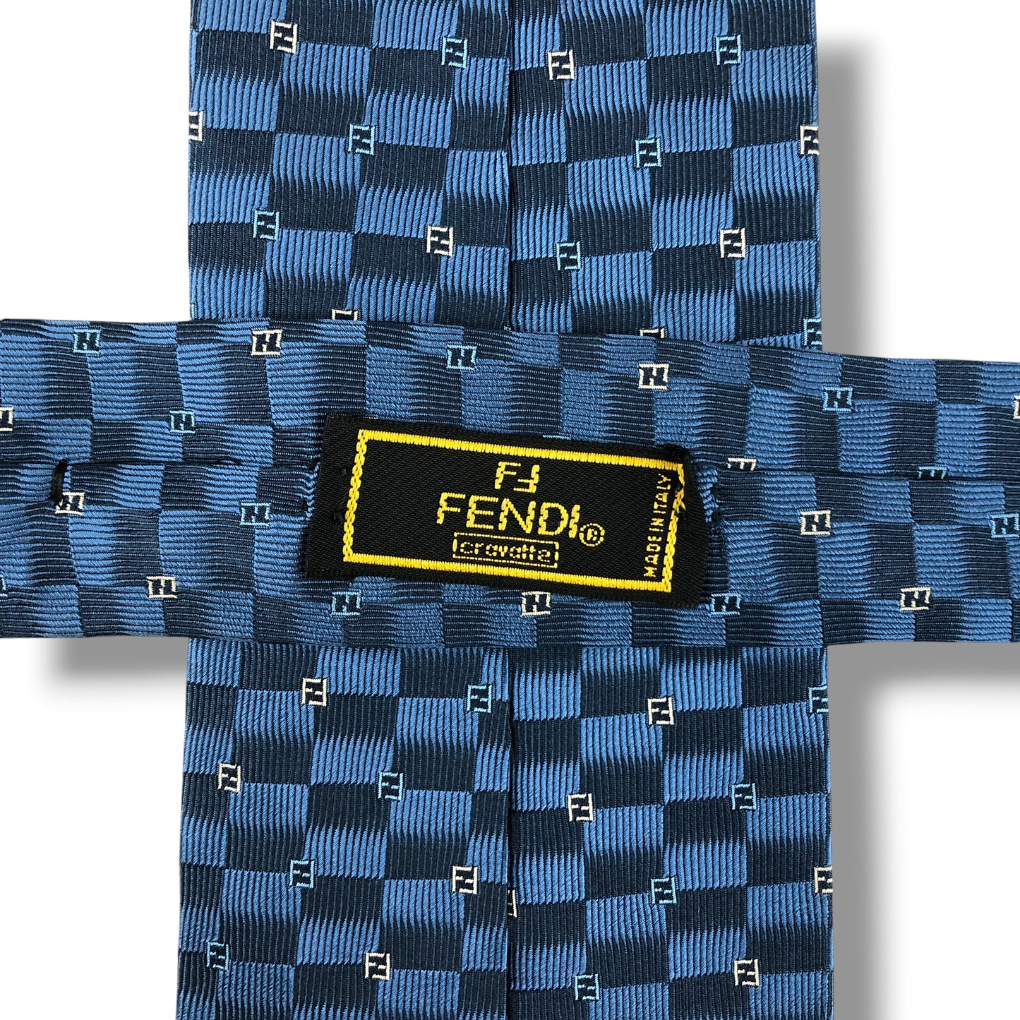 【8391】良品！フェンディ　ネクタイ　ブルー系　FF柄