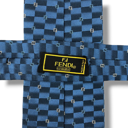 【8391】良品！フェンディ　ネクタイ　ブルー系　FF柄