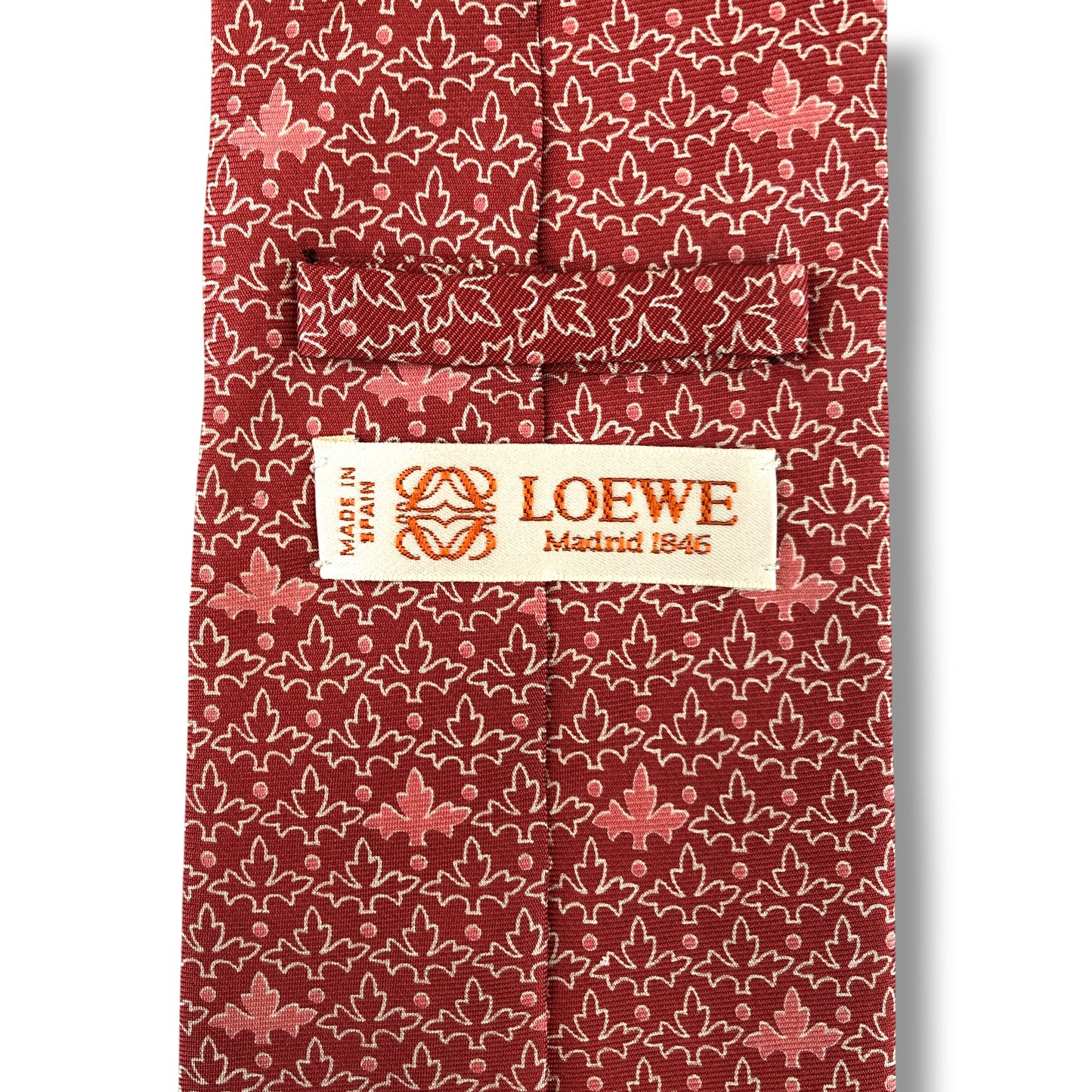 【8398】美品！ロエベ　ネクタイ　レッド系