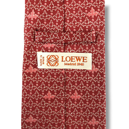 【8398】美品！ロエベ　ネクタイ　レッド系