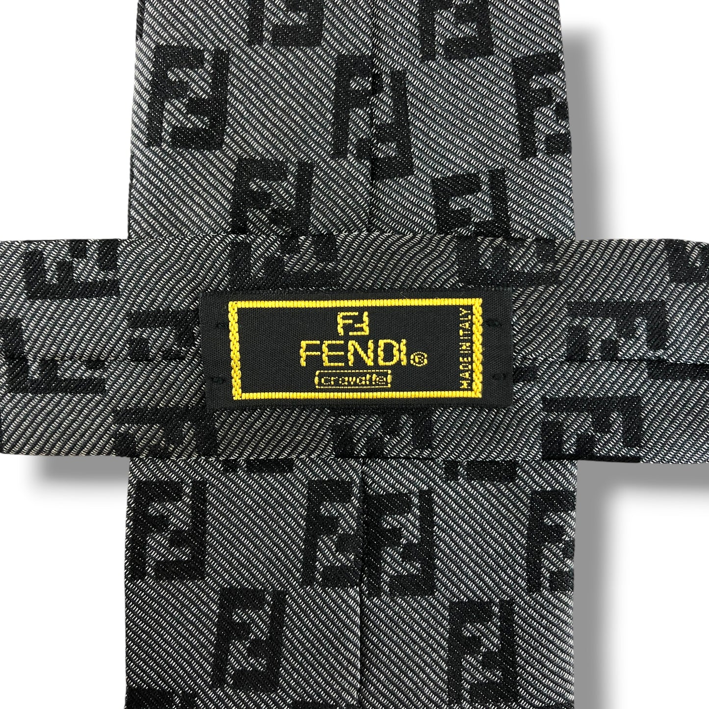 【8400】良品！フェンディ　ネクタイ　ブラック系　ズッカ