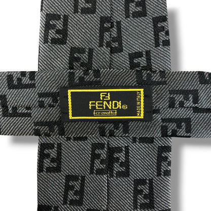 【8400】良品！フェンディ　ネクタイ　ブラック系　ズッカ