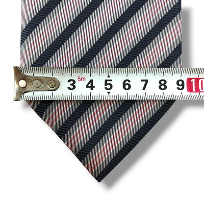【8401】美品！バーバリー　ネクタイ　グレー系×ピンク系　ボーダー柄