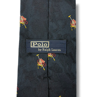 【8408】良品！ポロラルフローレン　ネクタイ　ダークネイビー系