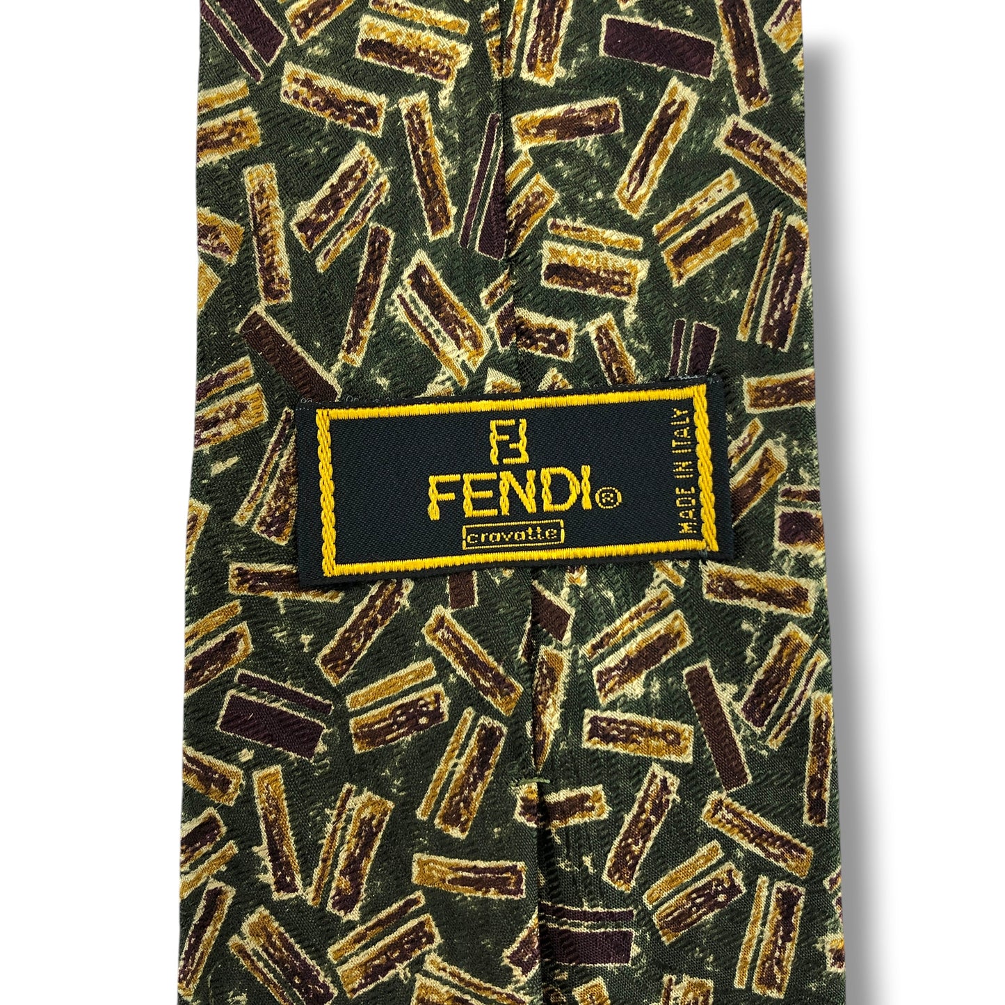 【8412】良品！フェンディ　ネクタイ　カーキ色系
