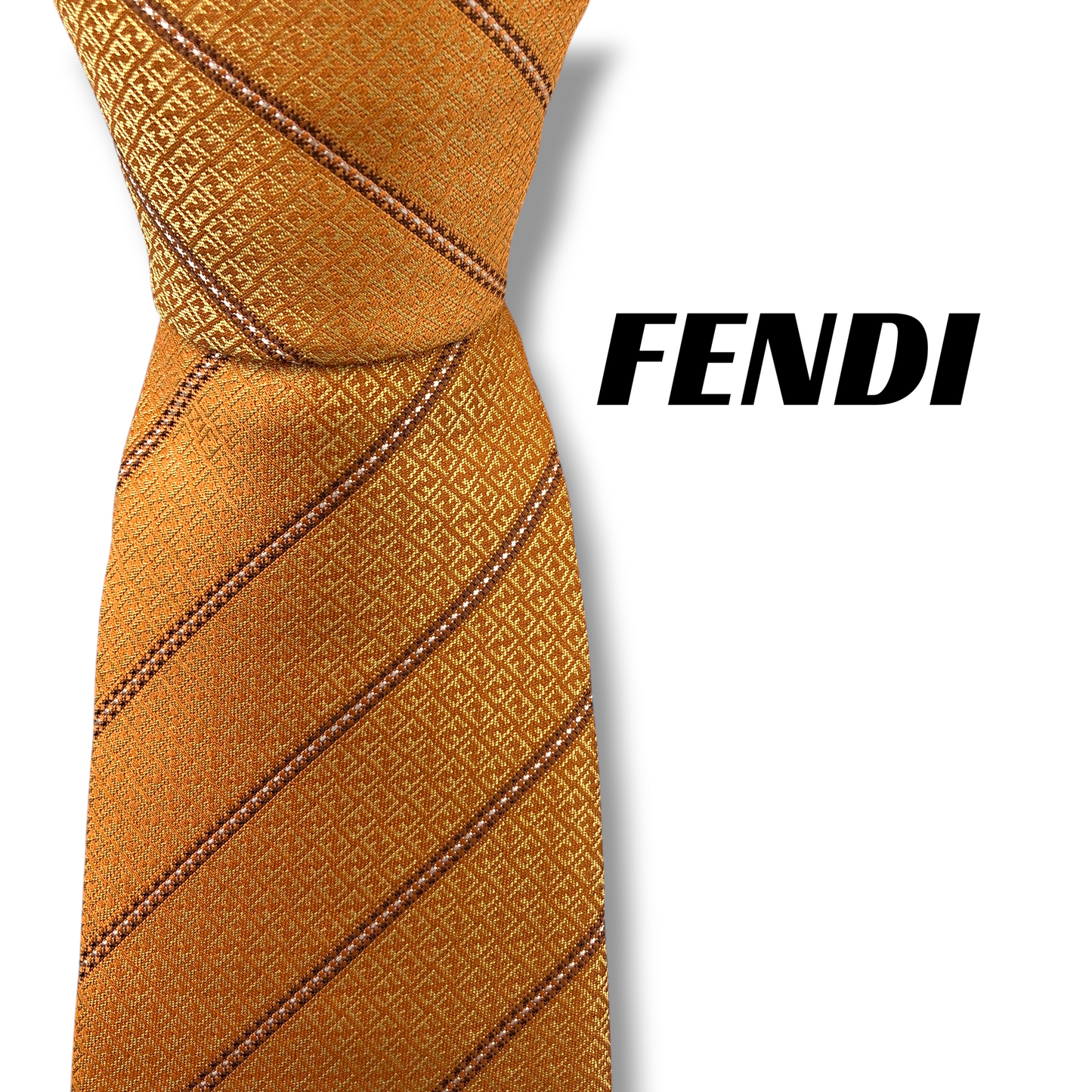 【8417】美品！フェンディ　ネクタイ　オレンジ系　FF柄