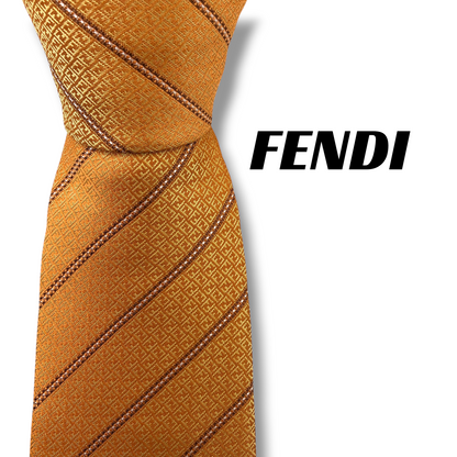 【8417】美品！フェンディ　ネクタイ　オレンジ系　FF柄