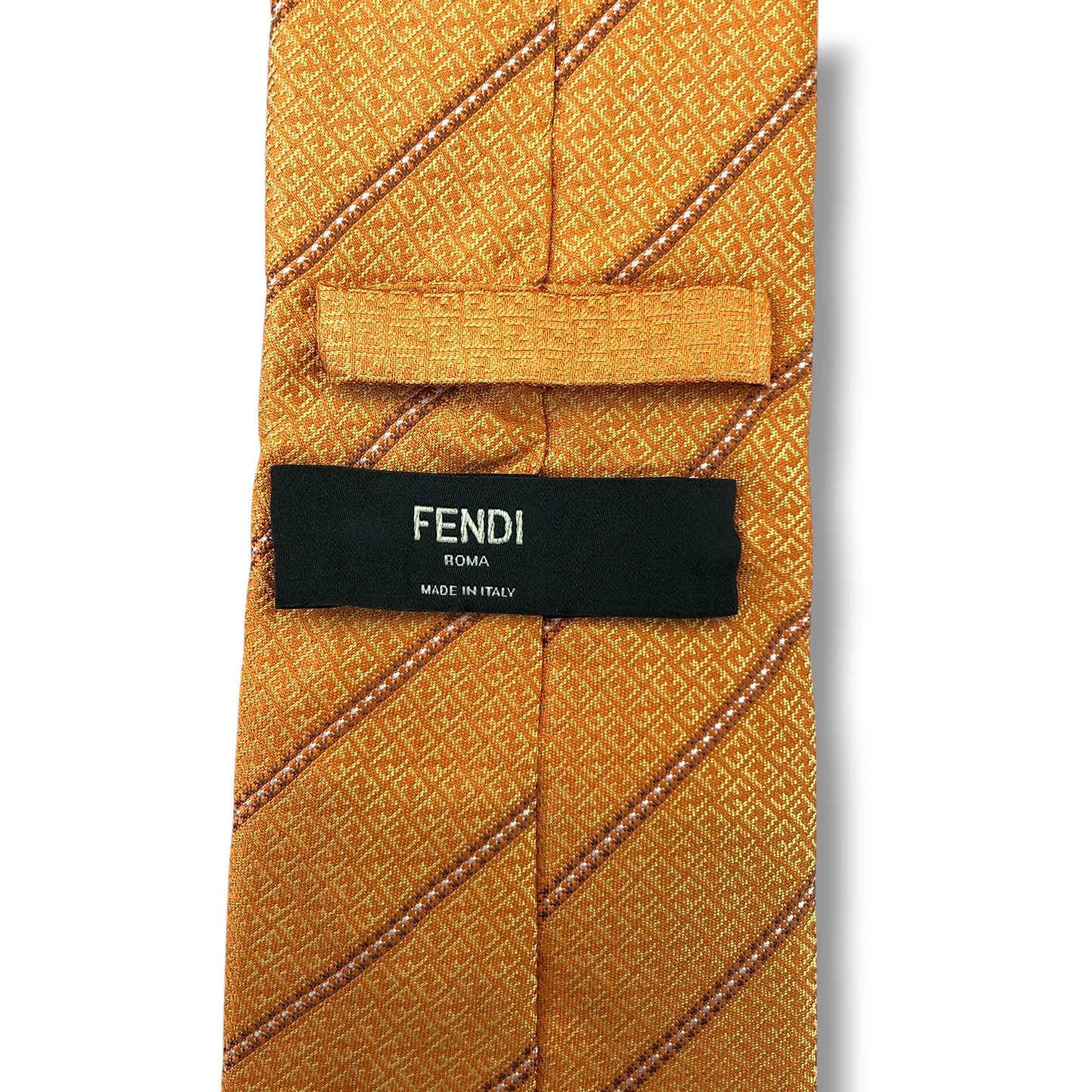 【8417】美品！フェンディ　ネクタイ　オレンジ系　FF柄
