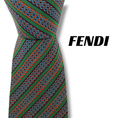 【8418】良品！フェンディ　ネクタイ　グリーン系
