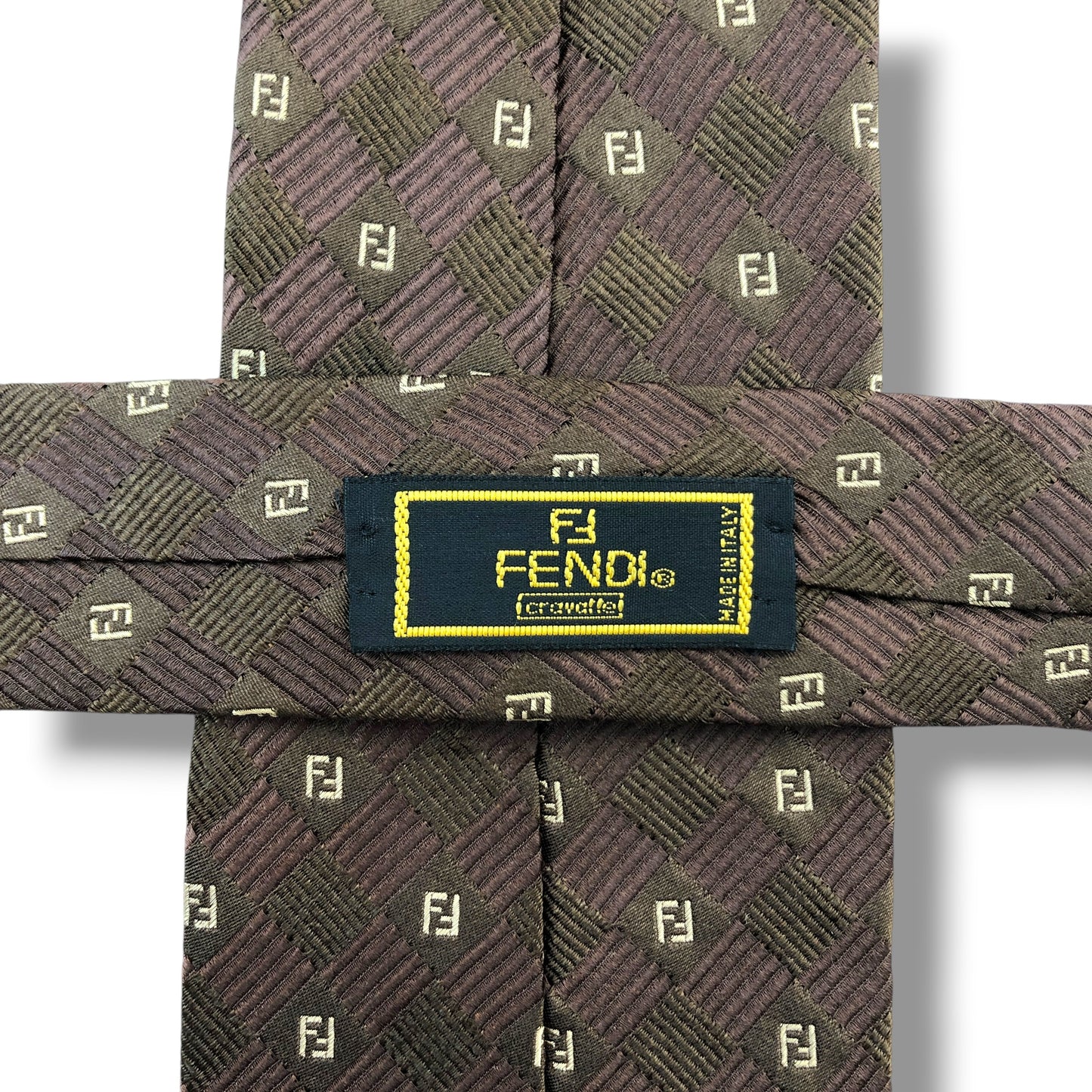 【8426】良品！フェンディ　ネクタイ　ブラウン系　FF柄