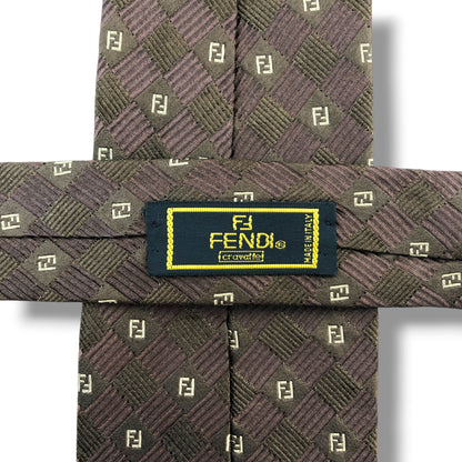 【8426】良品！フェンディ　ネクタイ　ブラウン系　FF柄