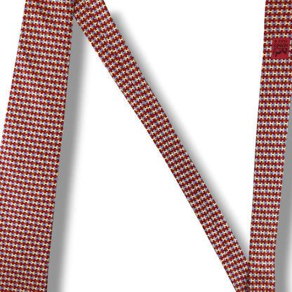 【8457】美品！エルメス　ネクタイ　レッド系　H柄