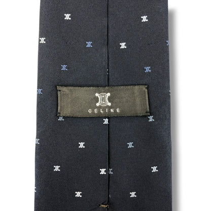 【8461】良品！セリーヌ　ネクタイ　ネイビー系　トリオンフ柄