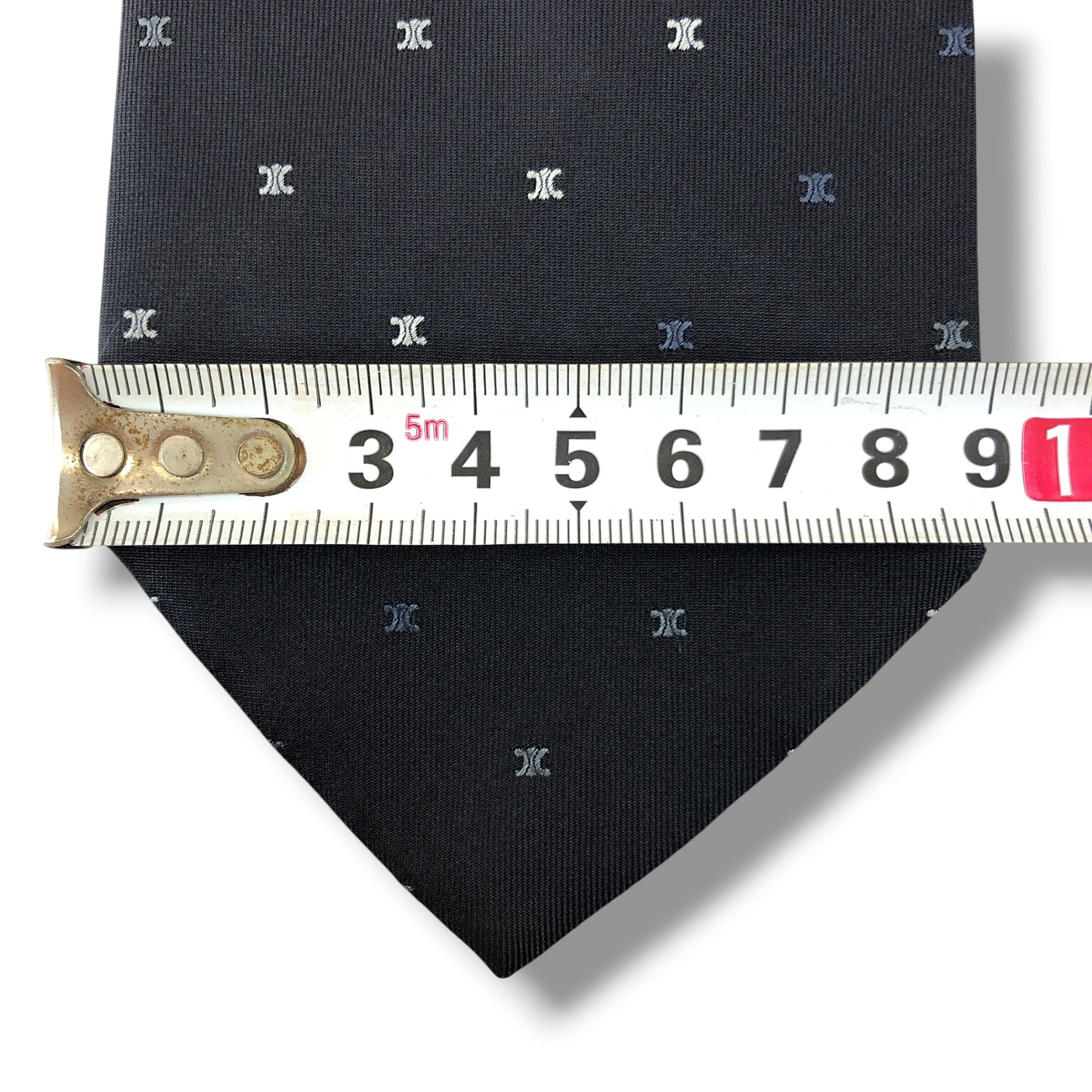 【8461】良品！セリーヌ　ネクタイ　ネイビー系　トリオンフ柄