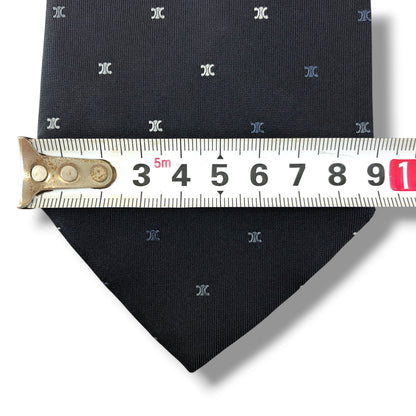 【8461】良品！セリーヌ　ネクタイ　ネイビー系　トリオンフ柄