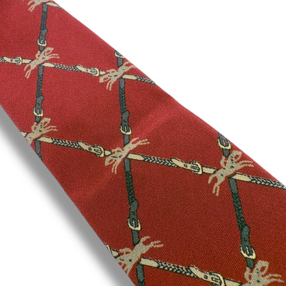 [7416] Good quality! Longchamp tie, wine red 