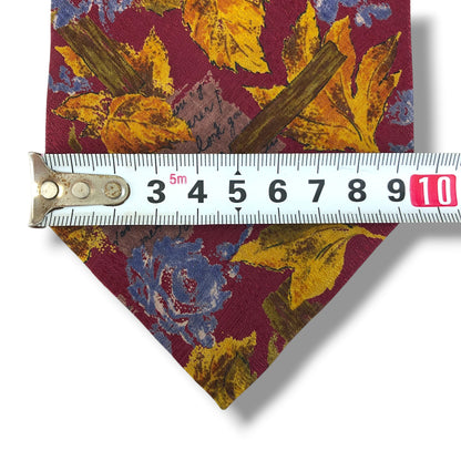 【8482】美品！ケンゾー　ネクタイ　ワインレッド系　葉っぱ柄
