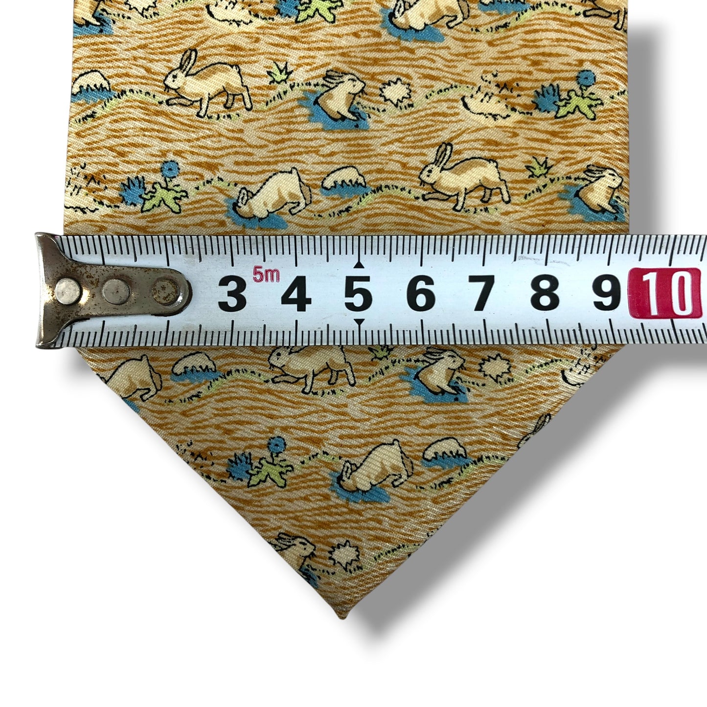 【8484】可品！エルメス　ネクタイ　ブラウン系　ウサギ柄