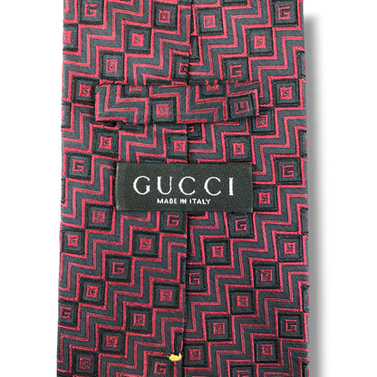 【8490】良品！グッチ　ネクタイ　ボルドー系