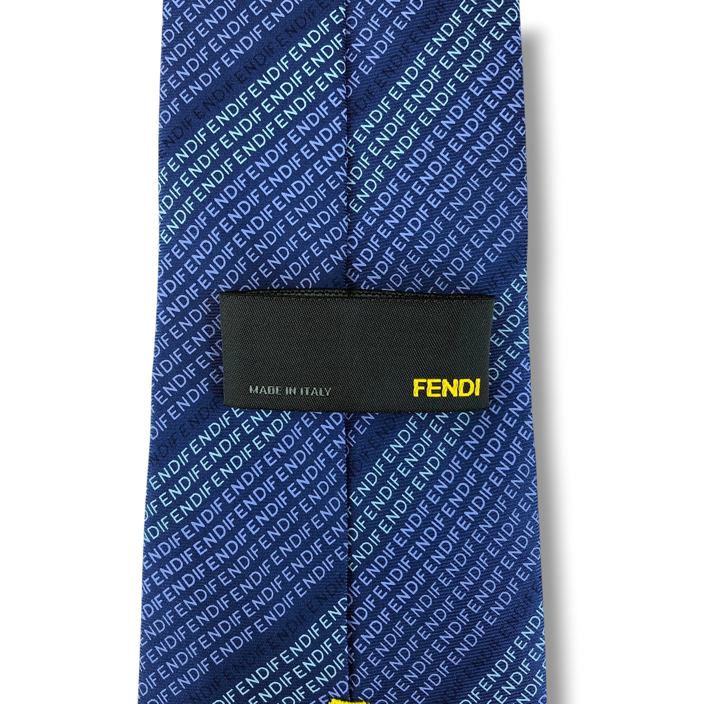 【8494】美品！フェンディ　ネクタイ　ブルー系　ロゴ柄