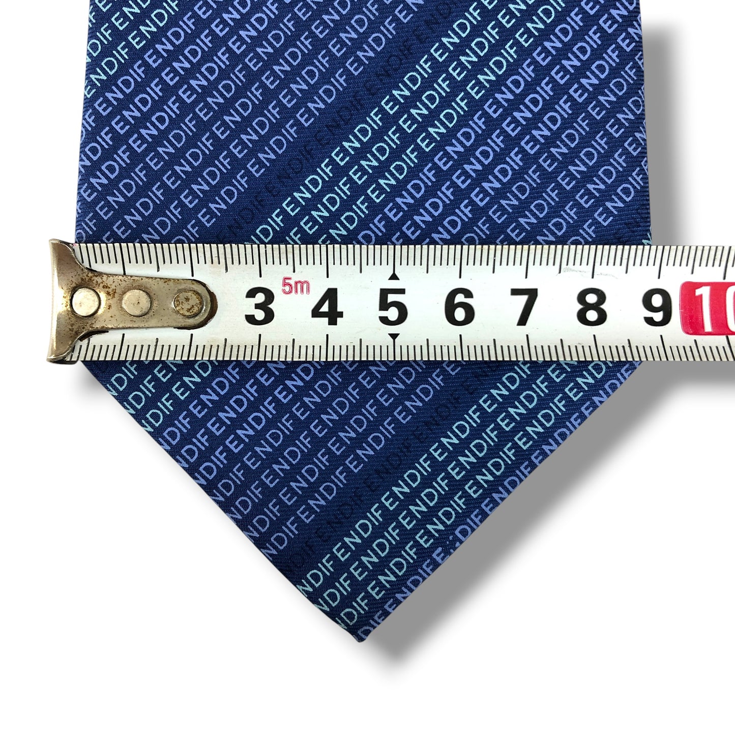 【8494】美品！フェンディ　ネクタイ　ブルー系　ロゴ柄