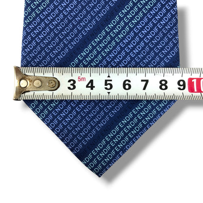 【8494】美品！フェンディ　ネクタイ　ブルー系　ロゴ柄