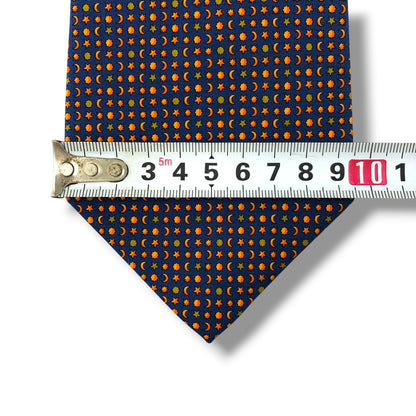 【8506】美品！フェラガモ　ネクタイ　ブルー×オレンジ系 月柄