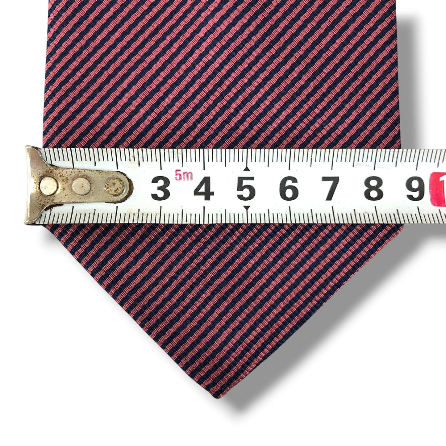 【8517】美品！バーバリー　ネクタイ　ネイビー系×ピンク系　ストライプ柄