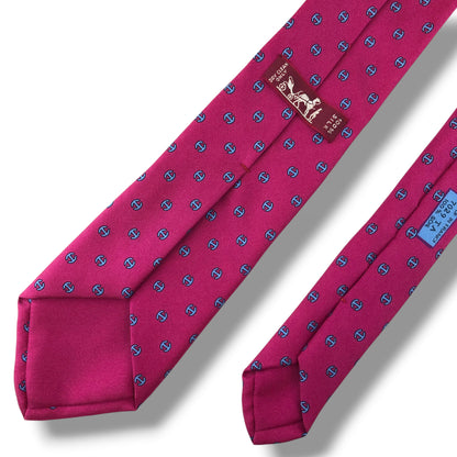【8519】可品！エルメス　ネクタイ　ピンク系　H柄