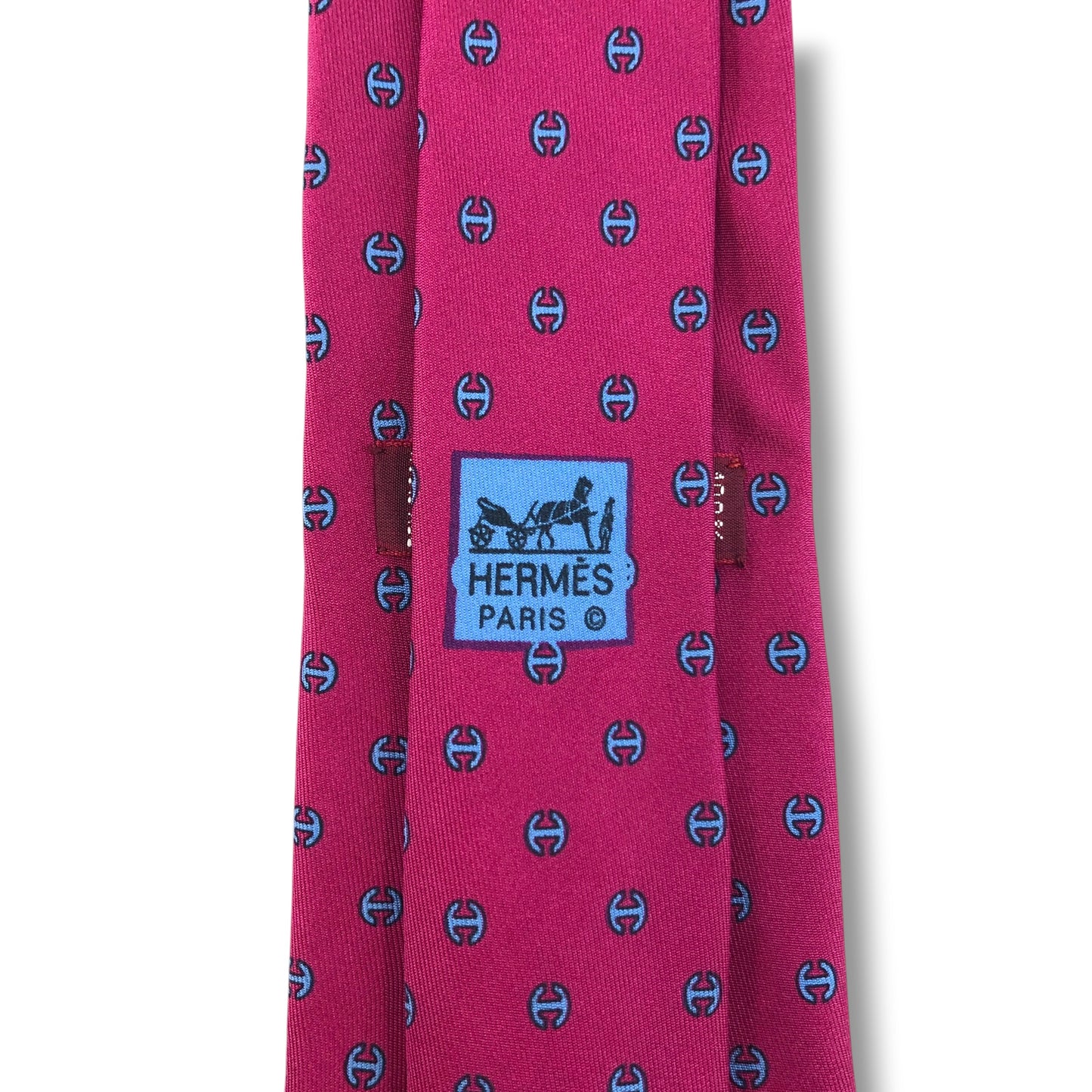 【8519】可品！エルメス　ネクタイ　ピンク系　H柄