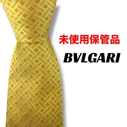 【8544】未使用保管品！ブルガリ　ネクタイ　イエロー系　ロゴ柄