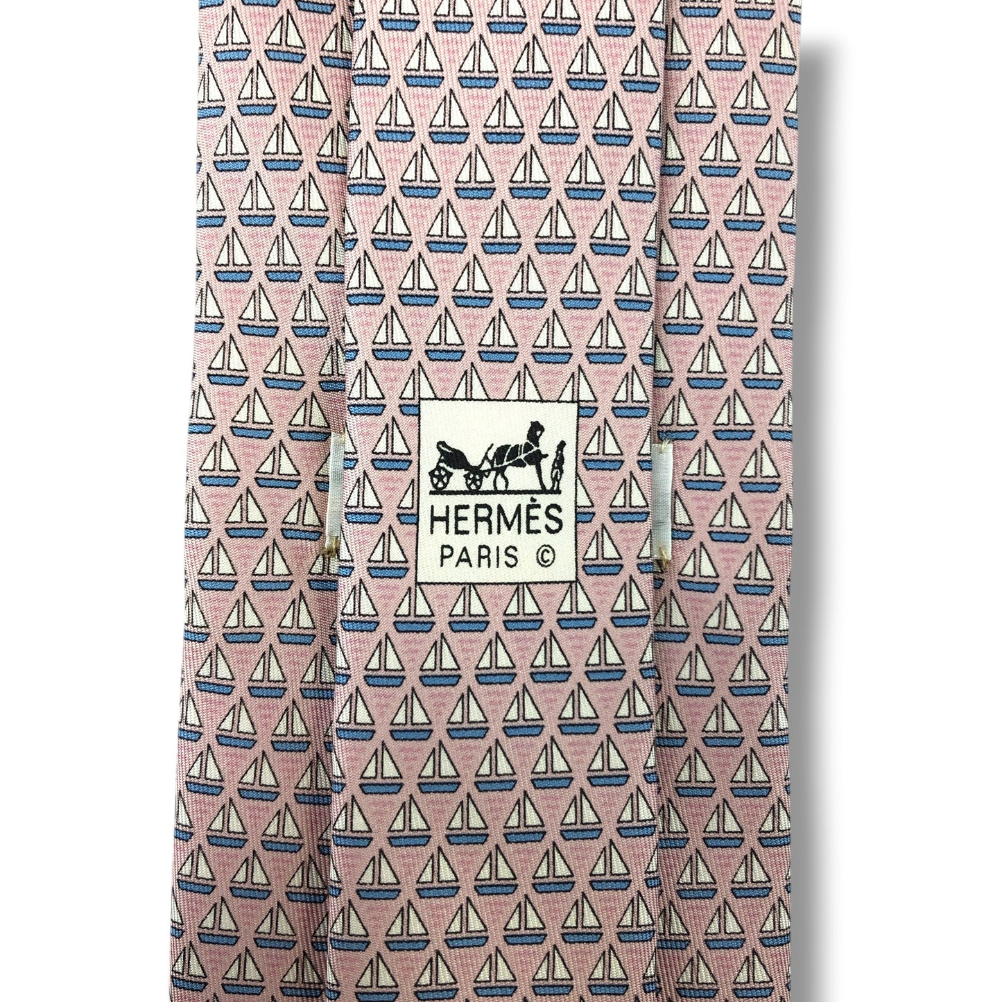 【8550】良品！エルメス　ネクタイ　薄ピンク系　ヨット柄系