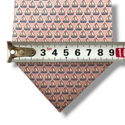 【8550】良品！エルメス　ネクタイ　薄ピンク系　ヨット柄系