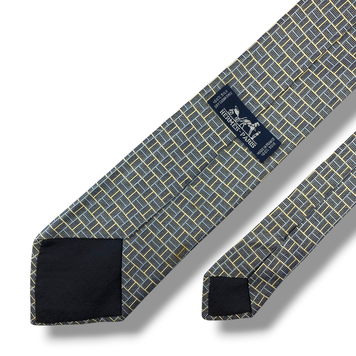 【8561】可品！エルメス　ネクタイ　グレー系　H柄