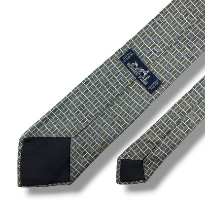 【8561】可品！エルメス　ネクタイ　グレー系　H柄