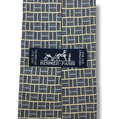 【8561】可品！エルメス　ネクタイ　グレー系　H柄