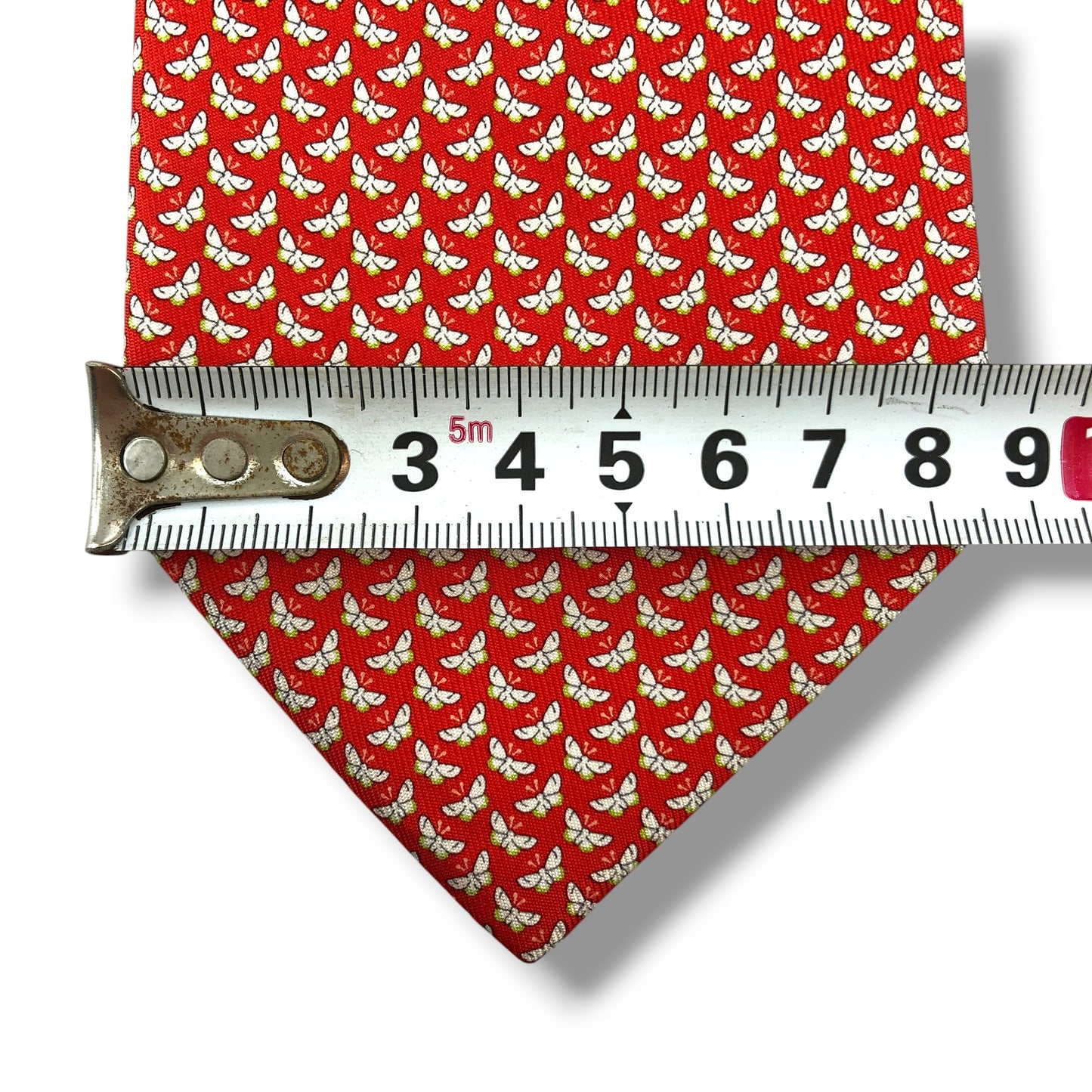 【8563】美品！サルヴァトーレフェラガモ　ネクタイ　レッド系　蝶柄