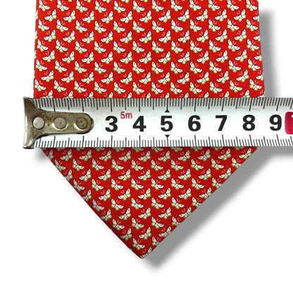 【8563】美品！サルヴァトーレフェラガモ　ネクタイ　レッド系　蝶柄