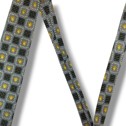 【8614】良品！ヴェルサーチ　ネクタイ　グレー系　メデューサ柄